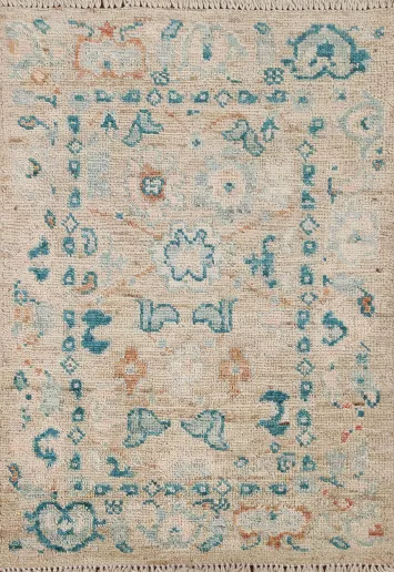 Hand-Knotted Oushak Turkish Wool Rug 2x3