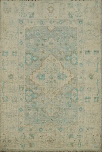 Geometric Oushak Turkish Wool Rug 2x3