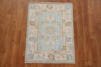 Turquoise Blue Oushak Oriental Rug 2x3