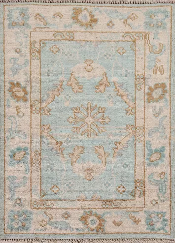 Turquoise Blue Oushak Oriental Rug 2x3