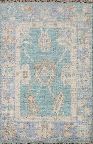 Turquoise Wool Oushak Oriental Rug 2x3