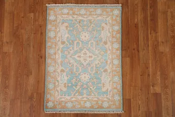 Vegetable Dye Turquoise Oushak Turkish Rug 2x3