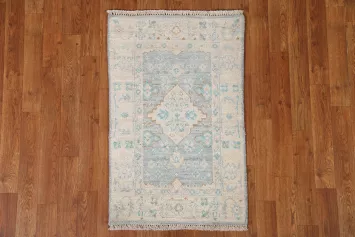 Geometric Wool Oushak Turkish Rug 2x3