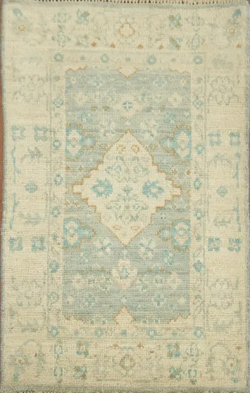Geometric Wool Oushak Turkish Rug 2x3