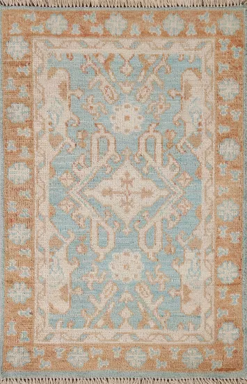 Turquoise Wool Oushak Oriental Rug 2x3