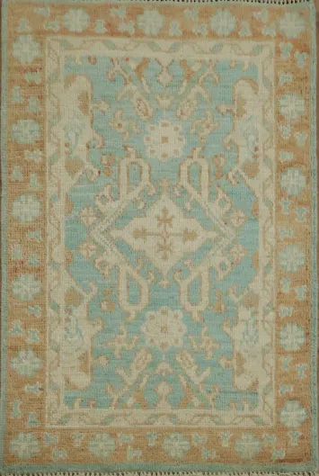 Turquoise Wool Oushak Oriental Rug 2x3