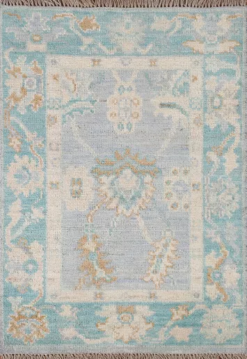 Hand-Knotted Oushak Oriental Wool Rug 2x3