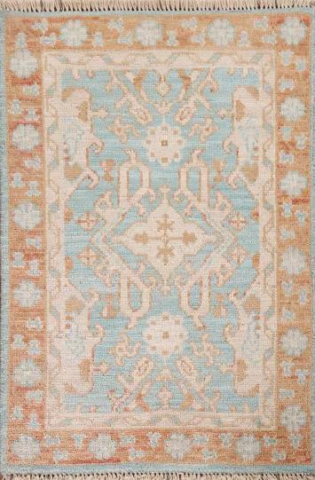 Turquoise Oushak Oriental Wool Rug 2x3