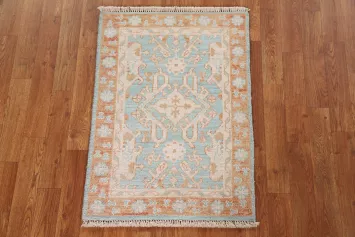 Turquoise Oushak Oriental Wool Rug 2x3