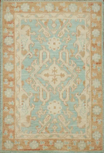Turquoise Oushak Oriental Wool Rug 2x3