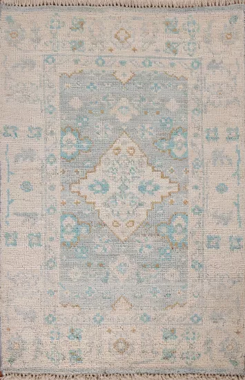 Geometric Wool Oushak Handmade Rug 2x3