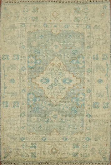 Geometric Wool Oushak Handmade Rug 2x3