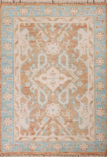 Orange Oushak Turkish Wool Rug 2x3