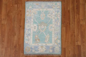 Turquoise Wool Oushak Handmade Rug 2x3