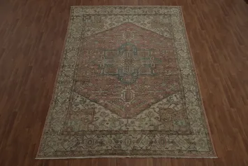 Timeless Heriz Vegetable Dye Area Rug 8x12 in Warm Earthy and Bold Colors