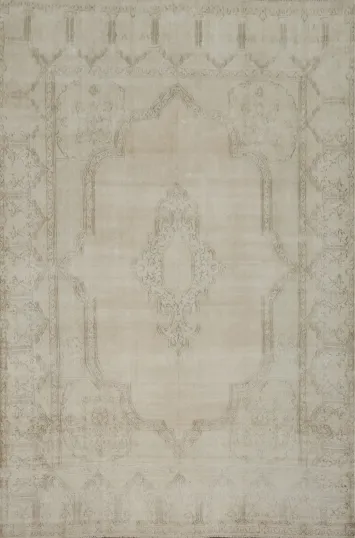 Distressed Muted Kerman Persian Area Rug 10x13