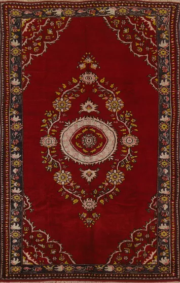 Handmade Red Oushak Area Rug 6x9