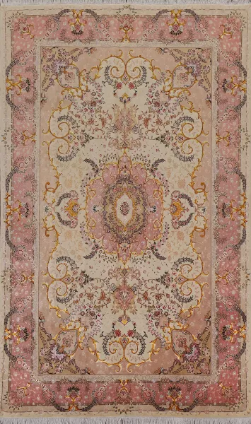 Wool & Silk Floral Tabriz Persian Area Rug 7x10
