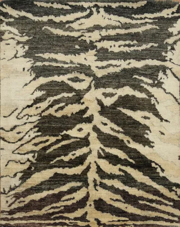 Elegant Animal Zebra Print Rug in Neutral Tones for Modern Decor 4x5 ft