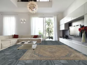 Palace Size Mashad Persian Distressed Rug 11x14