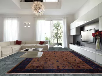 Vegetable Dye Art Deco Brown Large Rug 12x19