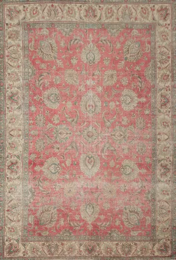 Distressed Red and Beige Persian Area Rug Perfect for Any Living Space 9x12