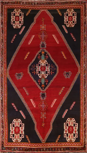 Vintage Red Shiraz Persian Area Rug 5x9