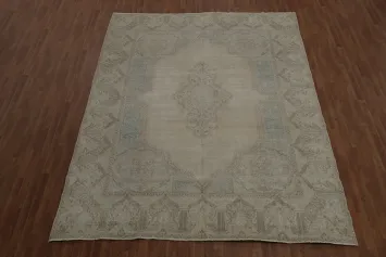 Neutral Tones and Intricate Patterns in Beige Kerman Persian Rug 9x12