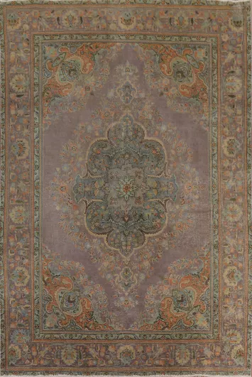 Distressed Over-Dyed Tabriz Persian Area Rug 8x11
