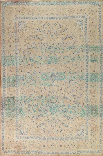 Distressed Mashad Persian Area Rug 10x12