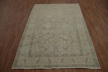Refined Floral Tabriz Persian Area Rug 6x10 in Subtle Earth Tones