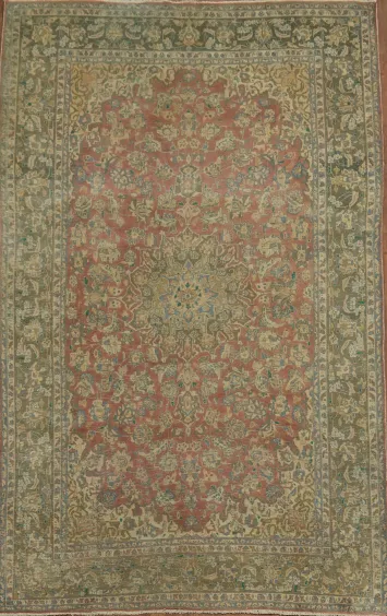 Traditional Muted Pink Persian Rug Brimming with Antique Charm and Style 7x11