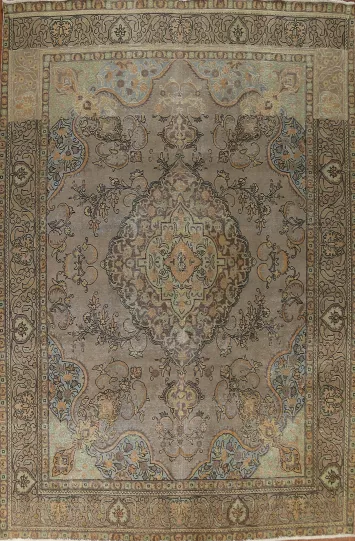 Distressed Over-Dyed Tabriz Persian Area Rug 10x13