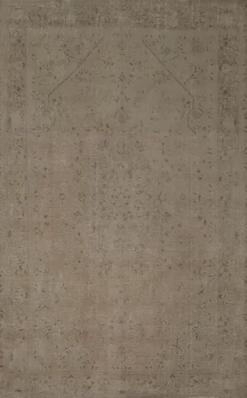 Subtle Beige Pale Pink Vintage Persian Rug 7x10