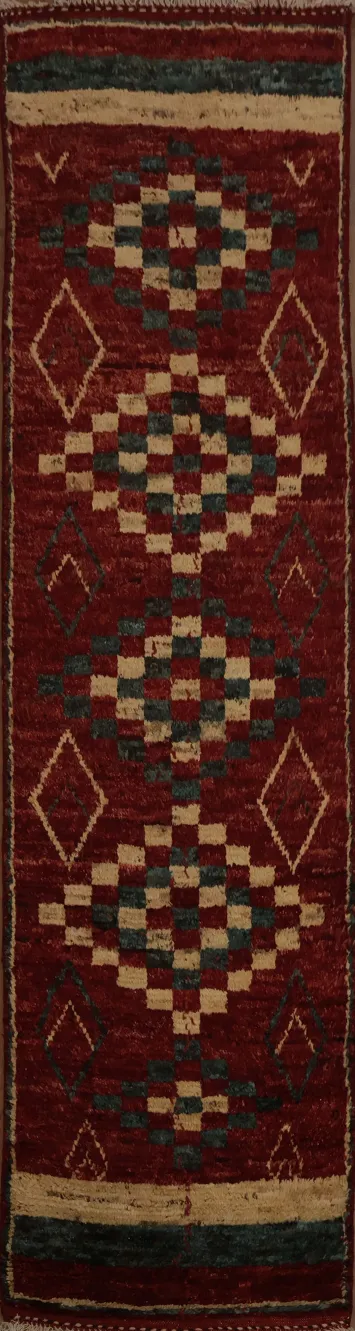 Geometric Moroccan Red Runner Rug 3x10