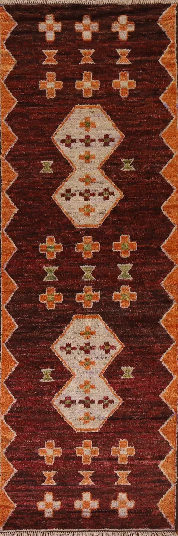 Burgundy Moroccan Runner Rug 3x10