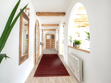 Dark Red Moroccan Runner Rug 3x13