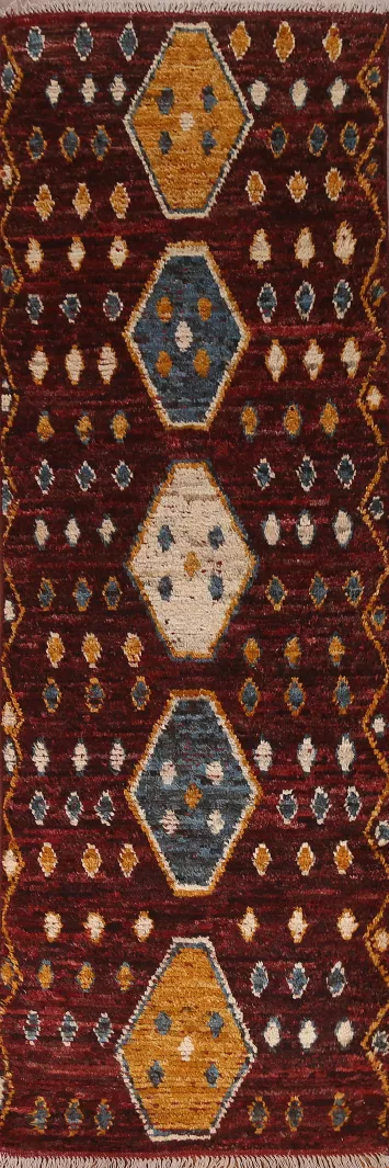 Burgundy Red Moroccan Runner Rug 3x10