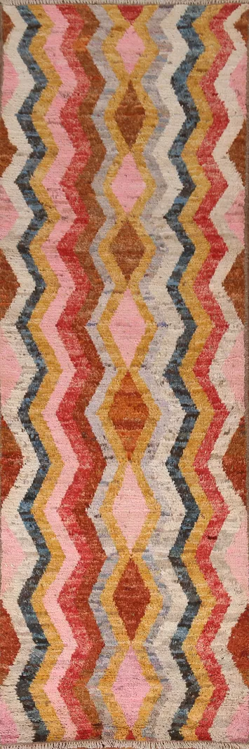 Wool Moroccan Runner Rug 3x9