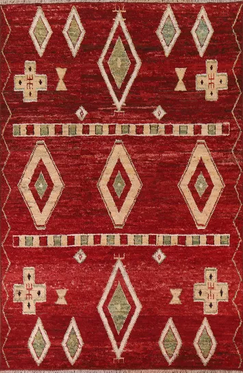 Red Moroccan Area Rug 7x10