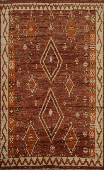 Earthy Tones and Geometric Patterns Moroccan Area Rug 7x10