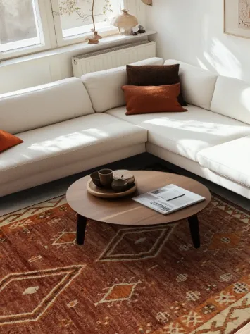 Earthy Tones and Geometric Patterns Moroccan Area Rug 7x10