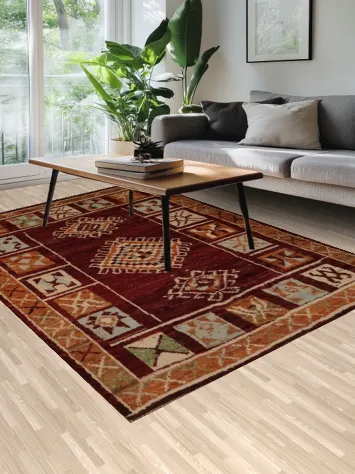 Elegant Moroccan Area Rug 7x10 with Geometric Bohemian Patterns