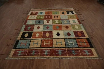 Geometric Moroccan Wool Area Rug 9x12 with Rich Vibrant Colors