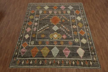 Rustic Moroccan Area Rug 10x12 with Vibrant Geometric Shapes