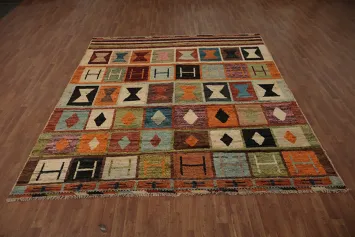 Multicolored Moroccan Area Rug 8x10 with Vibrant Geometric Design