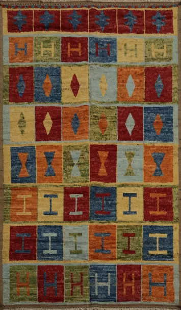 Dynamic Moroccan Wool Area Rug 7x10 with Geometric Patterns