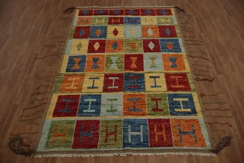 Dynamic Moroccan Wool Area Rug 7x10 with Geometric Patterns