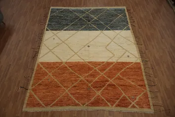 Three-Tone Moroccan Large Area Rug 10x14 with Elegant Crisscross Design