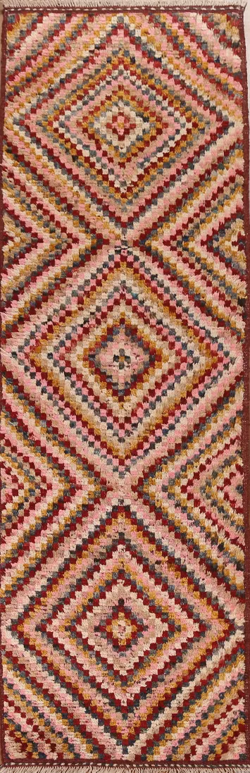 Geometric Moroccan Wool Runner Rug 3x10